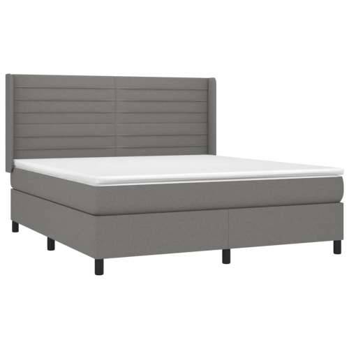 Krevet box spring s madracem LED tamnosivi 160x200 cm tkanina - Tamno siva 160 x 200 cm vodoravne pruge Cijena