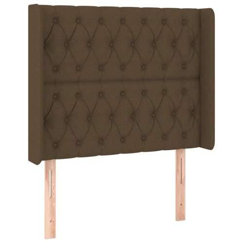 Krevet box spring s madracem LED tamnosmeđi 100x200 cm tkanina - Tamno smeđa 100 x 200 cm Dizajn s gumbima Cijena