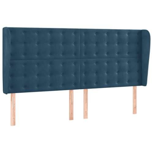Krevet box spring s madracem LED tamnoplavi 200x200 cm baršun - Tamno plava 200 x 200 cm gumbi Cijena