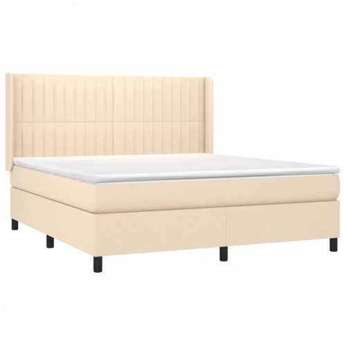 Krevet box spring s madracem LED krem 160x200 cm od tkanine - Krema 160 x 200 cm Okomite pruge Cijena