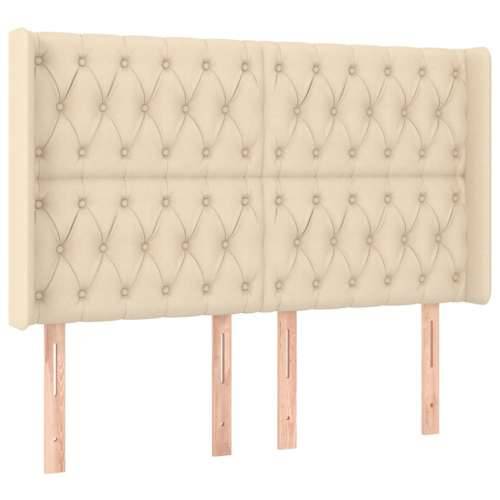 Krevet box spring s madracem LED krem 140x200 cm od tkanine - Krema 140 x 200 cm Dizajn s gumbima Cijena