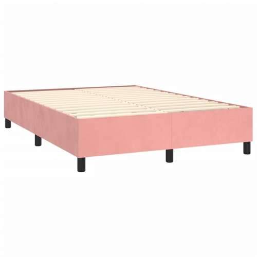 Krevet box spring s madracem LED ružičasti 140x190cm baršunasti - Ružičasta 140 x 190 cm gumbi Cijena