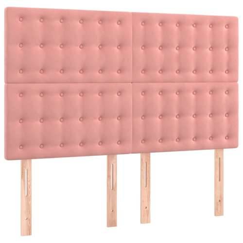 Krevet box spring s madracem LED ružičasti 140x190cm baršunasti - Ružičasta 140 x 190 cm gumbi Cijena