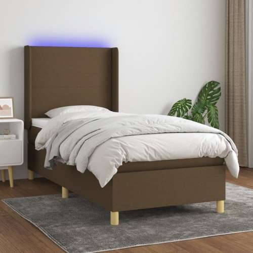Krevet box spring s madracem LED tamnosmeđi 100x200 cm tkanina - Tamno smeđa 100 x 200 cm Gladak dizajn Cijena