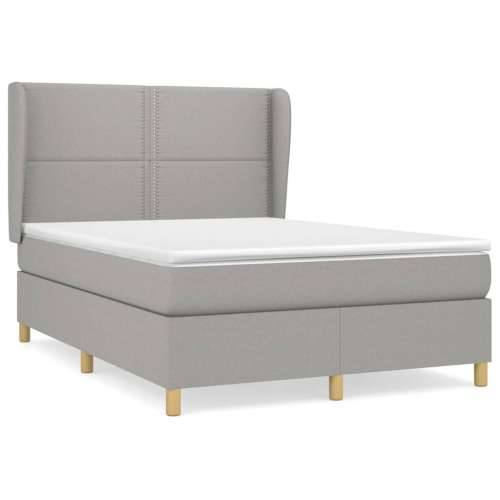 Krevet s oprugama i madracem svjetlosivi 140x190 cm od tkanine - Svjetlosiva 140 x 190 cm Obično s čavlima Cijena