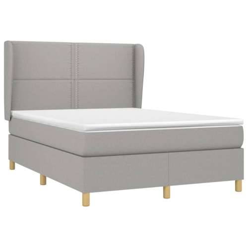Krevet s oprugama i madracem svjetlosivi 140x190 cm od tkanine - Svjetlosiva 140 x 190 cm Obično s čavlima Cijena