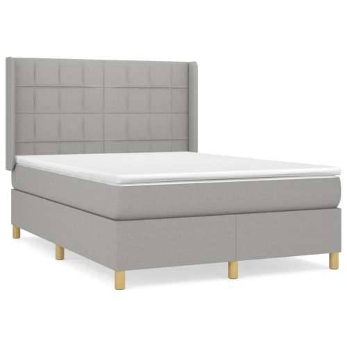 Krevet s oprugama i madracem svjetlosivi 140x190 cm od tkanine - Svjetlosiva 140 x 190 cm Blok s kvadratima Cijena