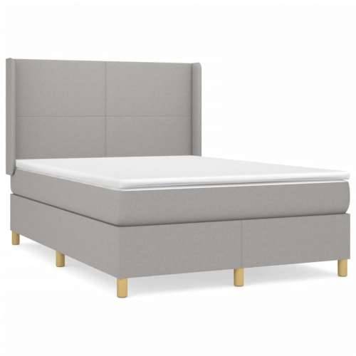 Krevet s oprugama i madracem svjetlosivi 140x190 cm od tkanine - Svjetlosiva 140 x 190 cm Gladak dizajn Cijena