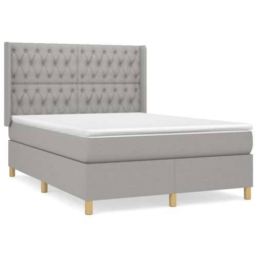 Krevet s oprugama i madracem svjetlosivi 140x190 cm od tkanine - Svjetlosiva 140 x 190 cm Dizajn s gumbima Cijena