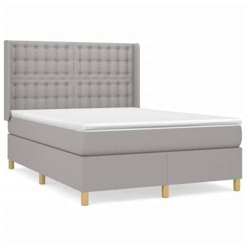 Krevet s oprugama i madracem svjetlosivi 140x190 cm od tkanine - Svjetlosiva 140 x 190 cm gumbi Cijena