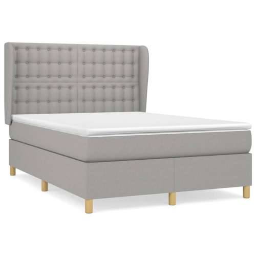 Krevet s oprugama i madracem svjetlosivi 140x190 cm od tkanine - Svjetlosiva 140 x 190 cm gumbi Cijena