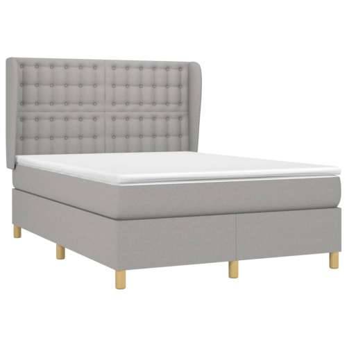Krevet s oprugama i madracem svjetlosivi 140x190 cm od tkanine - Svjetlosiva 140 x 190 cm gumbi Cijena