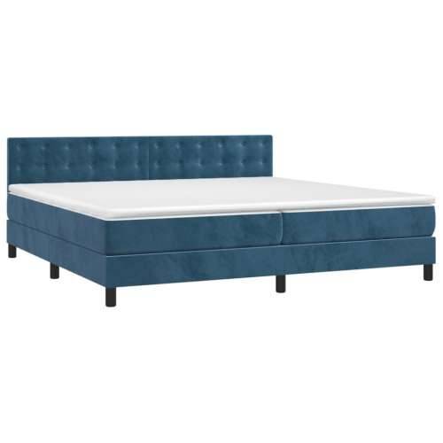 Krevet box spring s madracem LED tamnoplavi 200x200 cm baršun - Tamno plava 200 x 200 cm gumbi Cijena