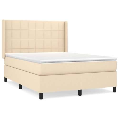 Krevet s oprugama i madracem krem 140x200 cm od tkanine - Krema 140 x 200 cm Blok s kvadratima Cijena