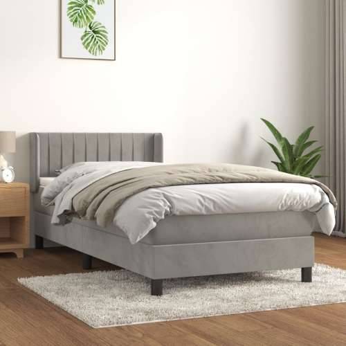 Box spring krevet s madracem svjetlosivi 100x200 cm baršunasti - Svjetlosiva 100 x 200 cm Okomite pruge Cijena