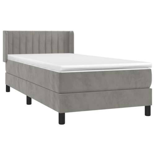 Box spring krevet s madracem svjetlosivi 100x200 cm baršunasti - Svjetlosiva 100 x 200 cm Okomite pruge Cijena