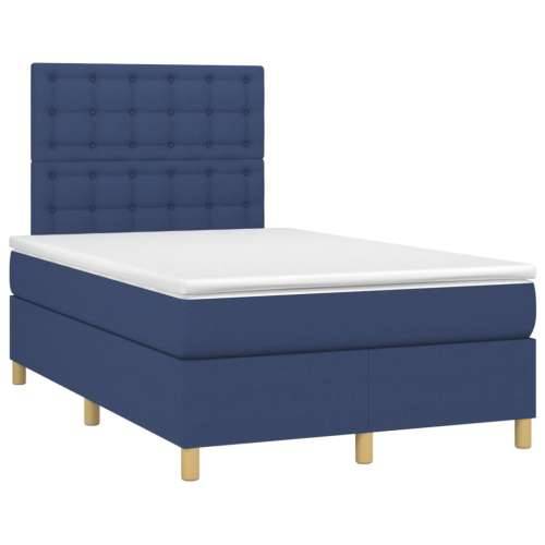 Krevet box spring s madracem LED plavi 120 x 200 cm od tkanine - Plava 120 x 200 cm gumbi Cijena