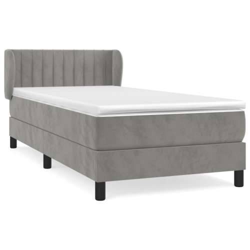 Box spring krevet s madracem svjetlosivi 100x200 cm baršunasti - Svjetlosiva 100 x 200 cm Okomite pruge Cijena