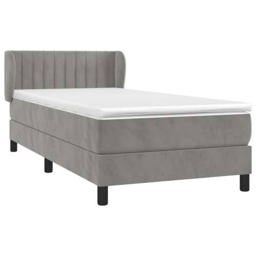 Box spring krevet s madracem svjetlosivi 100x200 cm baršunasti - Svjetlosiva 100 x 200 cm Okomite pruge Cijena