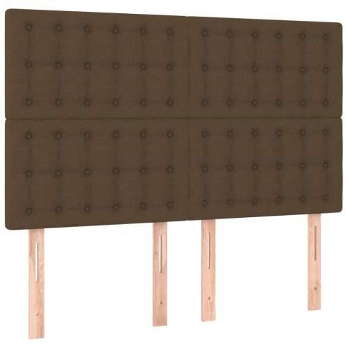 Krevet box spring s madracem LED tamnosmeđi 140x190 cm tkanina - Tamno smeđa 140 x 190 cm gumbi Cijena