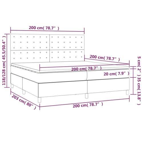 Krevet box spring s madracem LED krem 200x200 cm od tkanine - Krema 200 x 200 cm gumbi Cijena