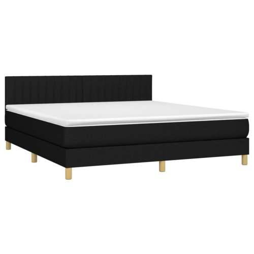 Krevet box spring s madracem LED crni 180x200 cm od tkanine - Crna 180 x 200 cm Okomite pruge Cijena