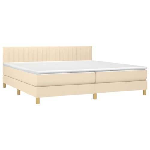 Krevet box spring s madracem LED krem 200x200 cm od tkanine - Krema 200 x 200 cm Okomite pruge Cijena