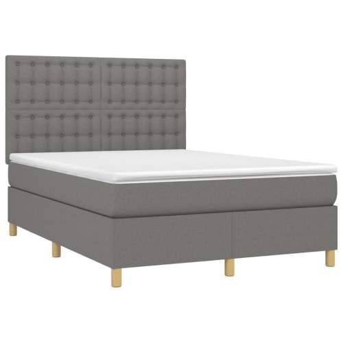 Krevet box spring s madracem LED tamnosivi 140x190 cm tkanina - Tamno siva 140 x 190 cm gumbi Cijena