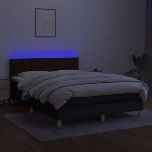 Krevet box spring s madracem LED crni 140x200 cm od tkanine - Crna 140 x 200 cm Okomite pruge Cijena