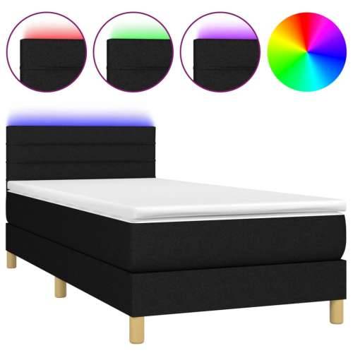 Krevet box spring s madracem LED crni 80 x 200 cm od tkanine - Crna 80 x 200 cm vodoravne pruge Cijena