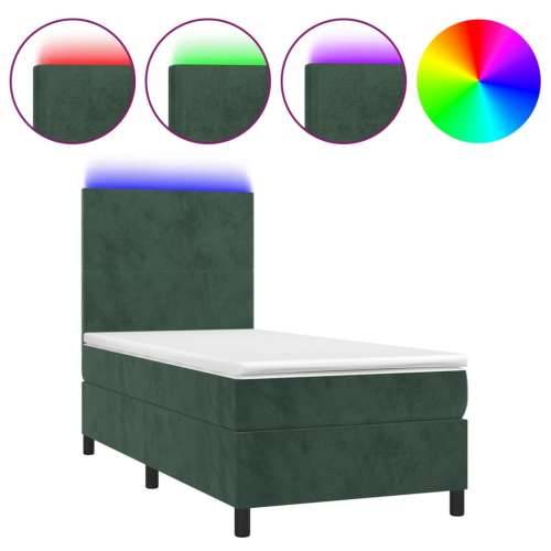 Krevet box spring s madracem LED tamnozeleni 80 x 200 cm baršun - Tamnozelena 80 x 200 cm Gladak dizajn Cijena