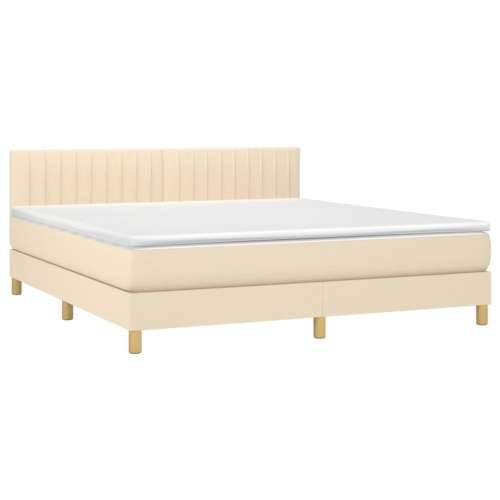Krevet box spring s madracem LED krem 180x200 cm od tkanine - Krema 180 x 200 cm Okomite pruge Cijena