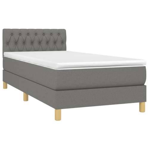 Krevet box spring s madracem LED tamnosivi 90x190 cm tkanina - Tamno siva 90 x 190 cm Dizajn s gumbima Cijena