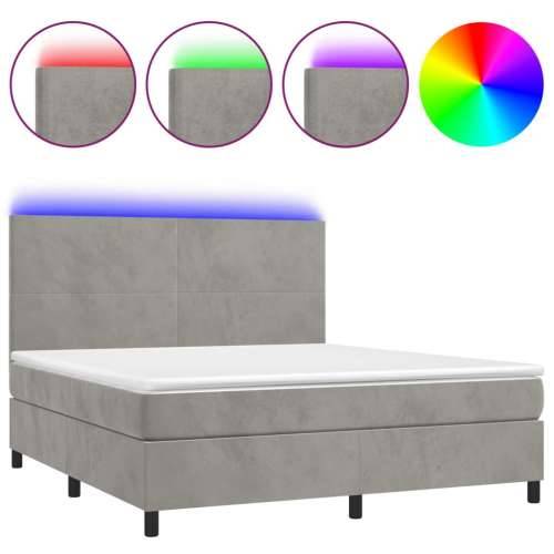 Krevet box spring s madracem LED svjetlosivi 180x200 cm baršun - Svjetlosiva 180 x 200 cm Gladak dizajn Cijena
