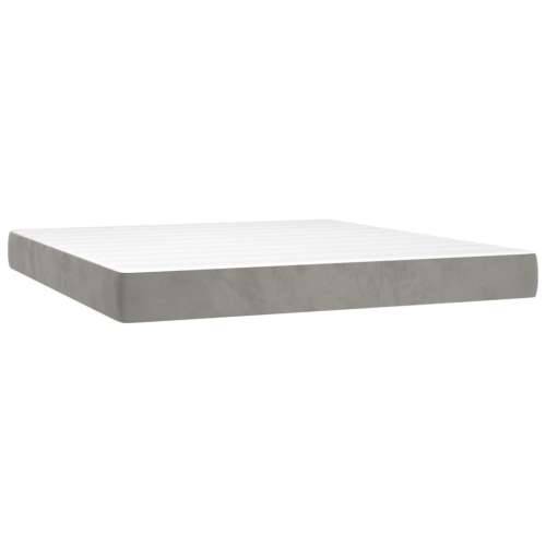 Krevet box spring s madracem LED svjetlosivi 180x200 cm baršun - Svjetlosiva 180 x 200 cm Gladak dizajn Cijena