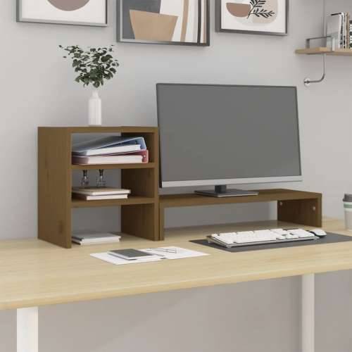 Stalak za monitor boja meda 81 x 20 x 30 cm od masivne borovine - boja meda Cijena