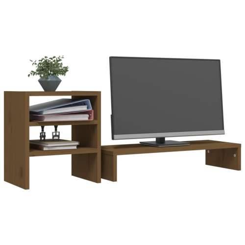 Stalak za monitor boja meda 81 x 20 x 30 cm od masivne borovine - boja meda Cijena