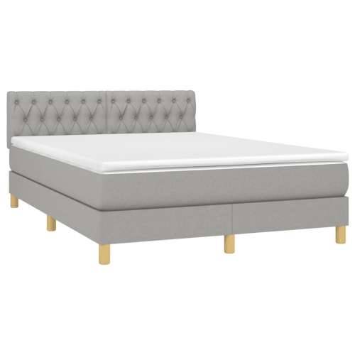 Krevet box spring s madracem LED svjetlosivi 140x200 cm tkanina - Svjetlosiva 140 x 200 cm Dizajn s gumbima Cijena