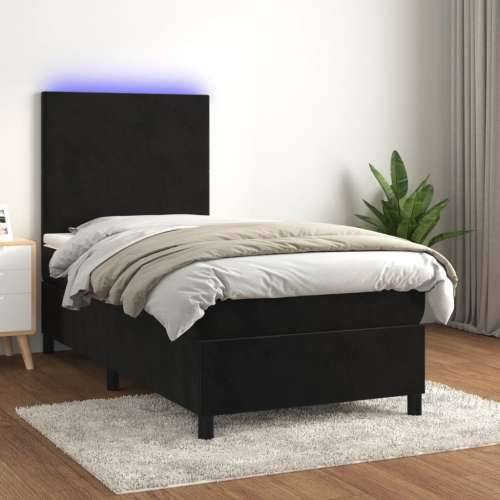 Krevet box spring s madracem LED crni 80 x 200 cm baršunasti - Crna 80 x 200 cm Gladak dizajn Cijena