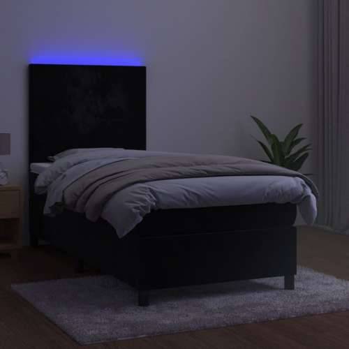 Krevet box spring s madracem LED crni 80 x 200 cm baršunasti - Crna 80 x 200 cm Gladak dizajn Cijena