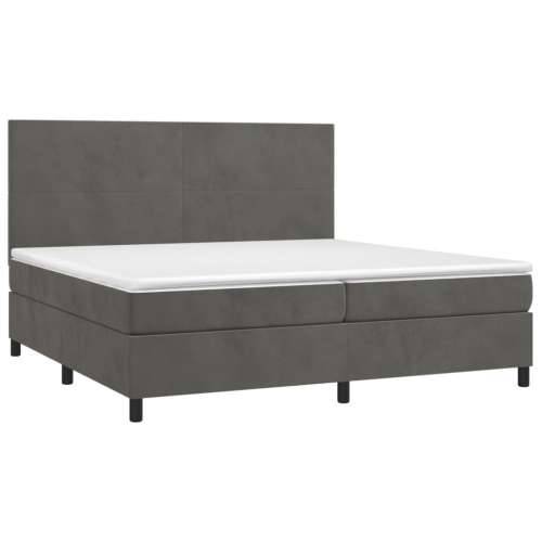 Krevet box spring s madracem LED tamnosivi 200x200 cm baršun - Tamno siva 200 x 200 cm Gladak dizajn Cijena