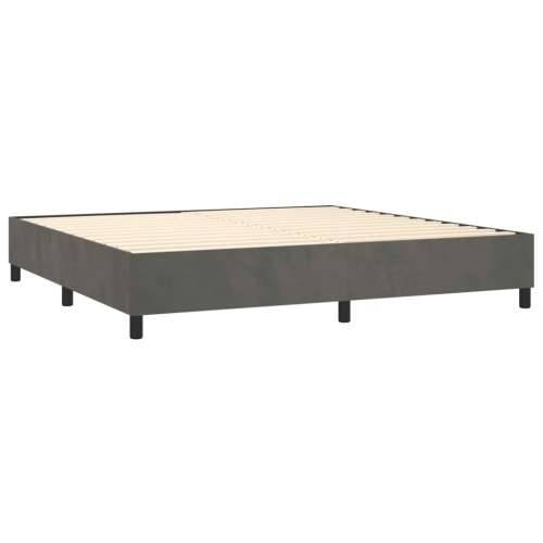 Krevet box spring s madracem LED tamnosivi 200x200 cm baršun - Tamno siva 200 x 200 cm Gladak dizajn Cijena