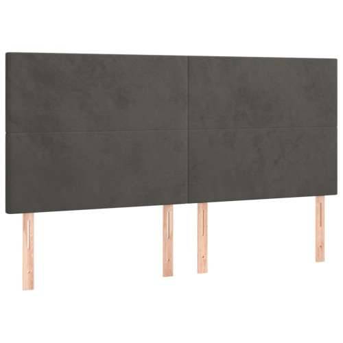 Krevet box spring s madracem LED tamnosivi 200x200 cm baršun - Tamno siva 200 x 200 cm Gladak dizajn Cijena