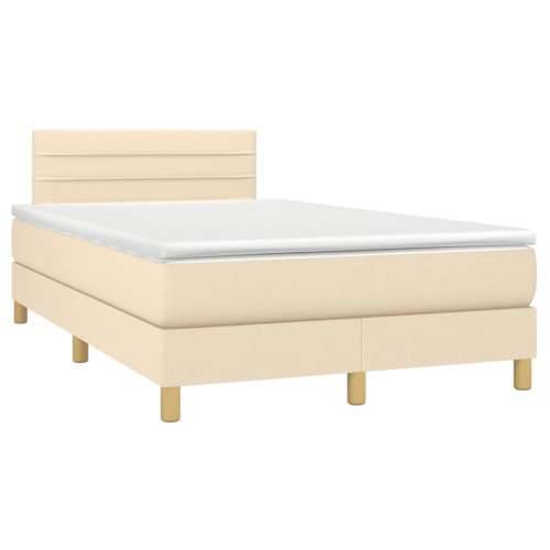 Krevet box spring s madracem LED krem 120 x 200 cm od tkanine - Krema 120 x 200 cm vodoravne pruge Cijena