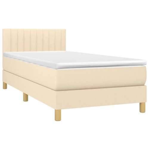 Krevet box spring s madracem LED krem 80 x 200 cm od tkanine - Krema 80 x 200 cm Okomite pruge Cijena
