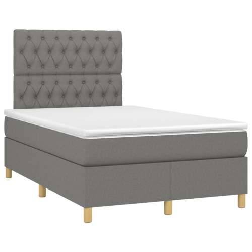 Krevet box spring s madracem LED tamnosivi 120 x 200 cm tkanina - Tamno siva 120 x 200 cm Dizajn s gumbima Cijena