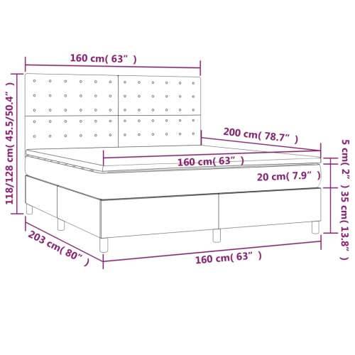 Krevet box spring s madracem LED crni 160x200 cm od tkanine Cijena