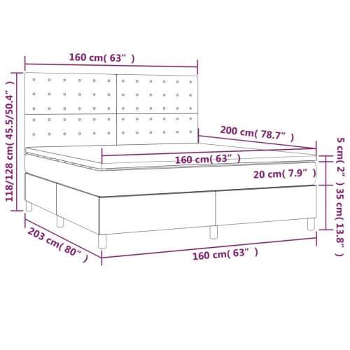 Krevet box spring s madracem LED plavi 160x200 cm od tkanine - Plava 160 x 200 cm gumbi Cijena