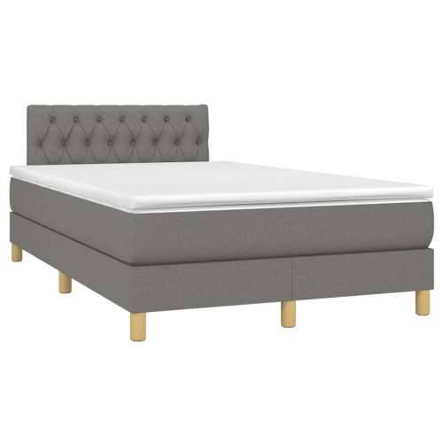 Krevet box spring s madracem LED tamnosivi 120 x 200 cm tkanina  - Tamno siva 120 x 200 cm Dizajn s gumbima Cijena
