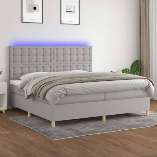 Krevet box spring s madracem LED svjetlosivi 200x200 cm tkanina - Svjetlosiva 200 x 200 cm gumbi Cijena
